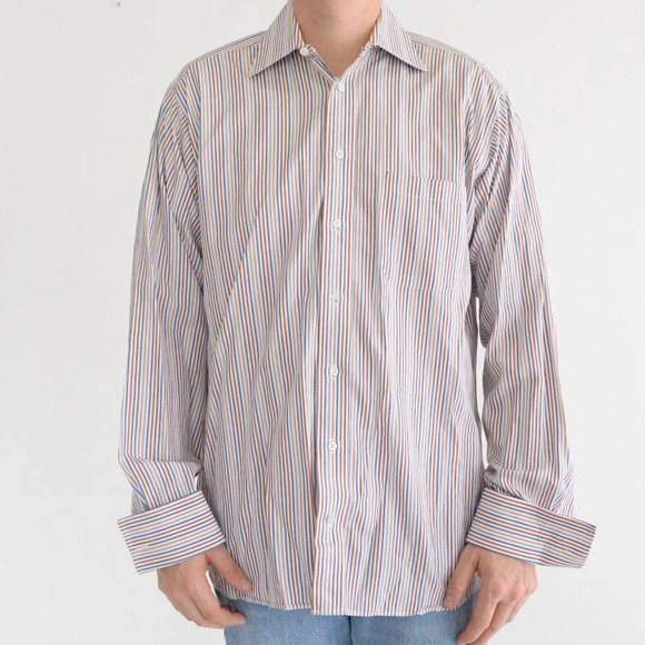 Vintage Burberry London  Multi-colour Striped Button Down Dress Shirt - Picture 1 of 14